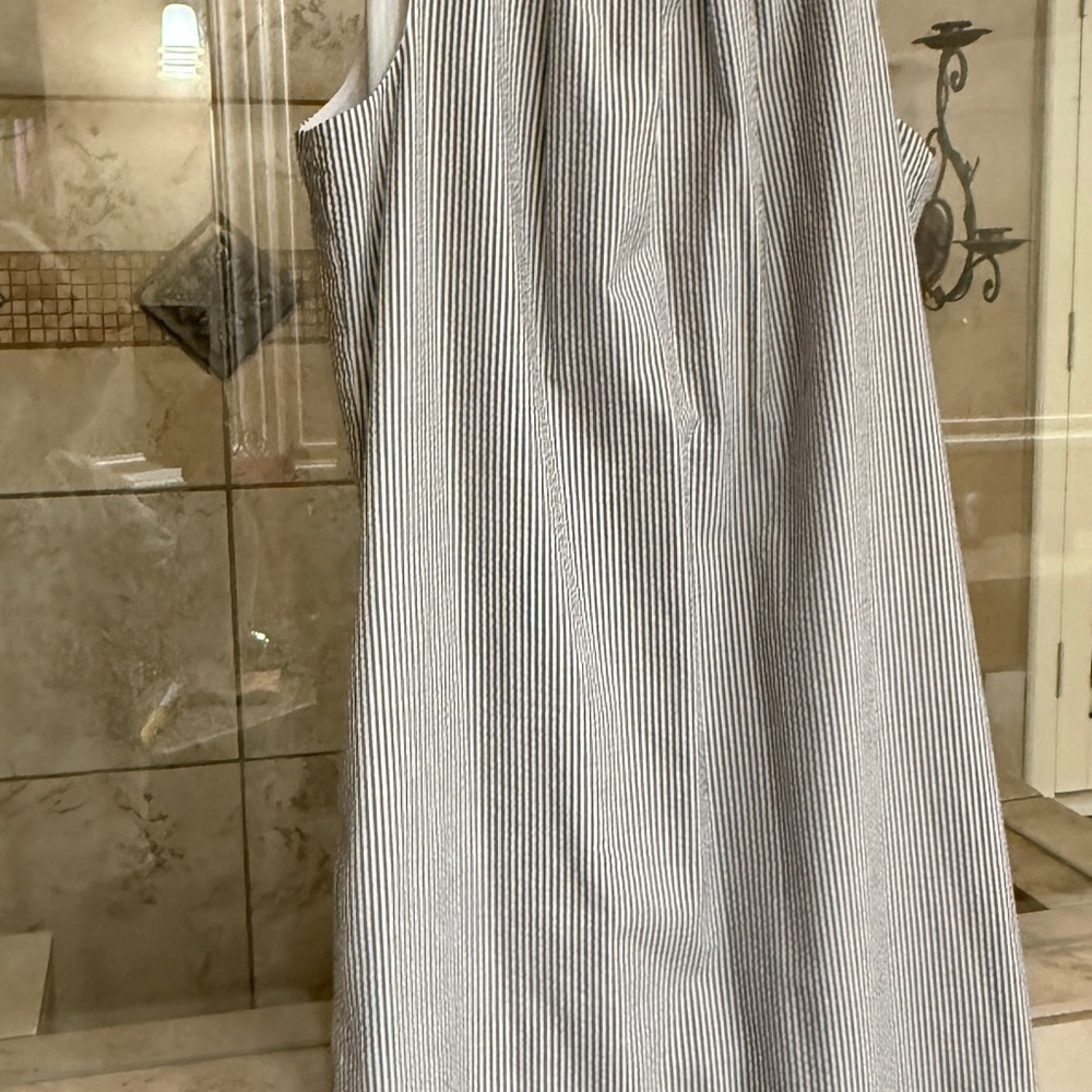 Banana Republic White and Navy Striped Sleeveless Dress
